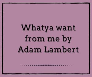 Whataya Want From Me by Adam Lambert